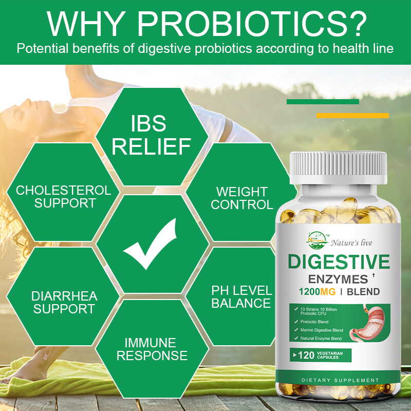 Digestive Enzymes Prebiotic & Probiotics Pancreatin Enzimas Digestivas 120 Caps
