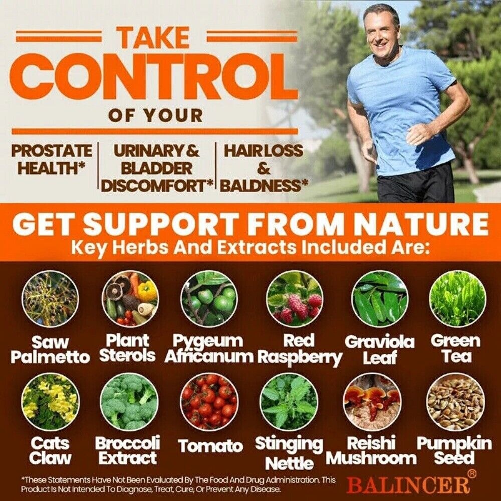 Men’s Prostate Support Supplement,Support Urinary Tract Health, 120 Capsules