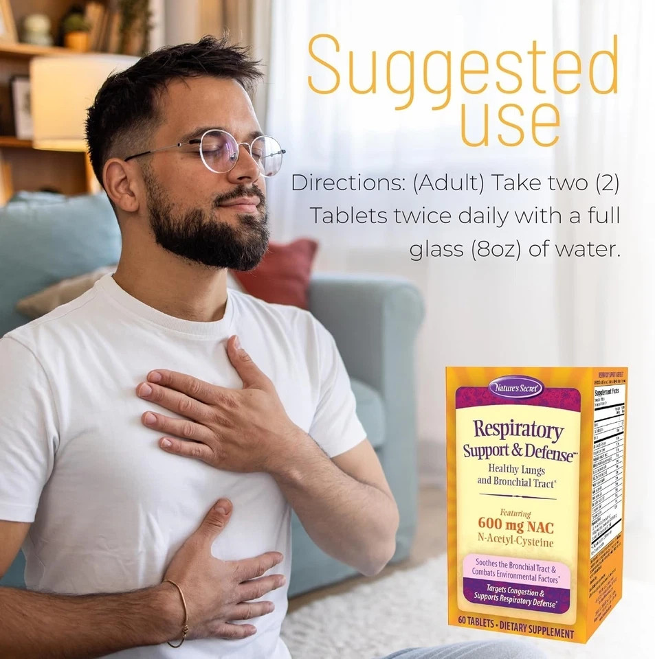 Nature’s Secret Respiratory Support & Defense 60 Tablets Each (Pack of 3)