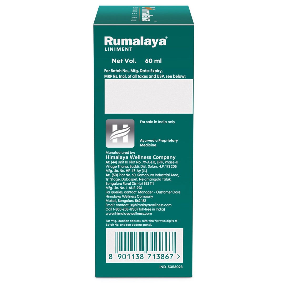 Rumalaya Liniment | Joint & Muscle Relief Ayurvedic Massage Care Formula | 60ML