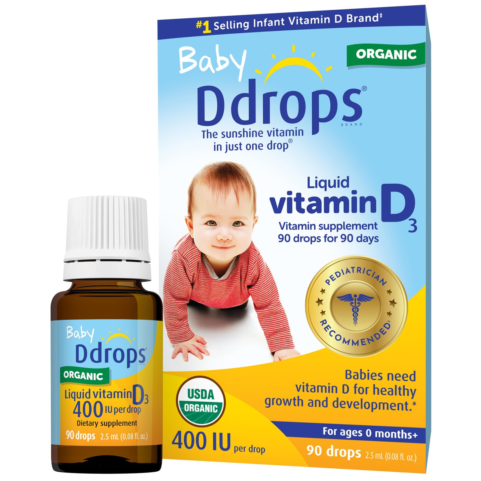 Baby 400 IU, Vitamin D, 90 Drops 2.5mL (0.08 Fl. Oz (Pack of 1))