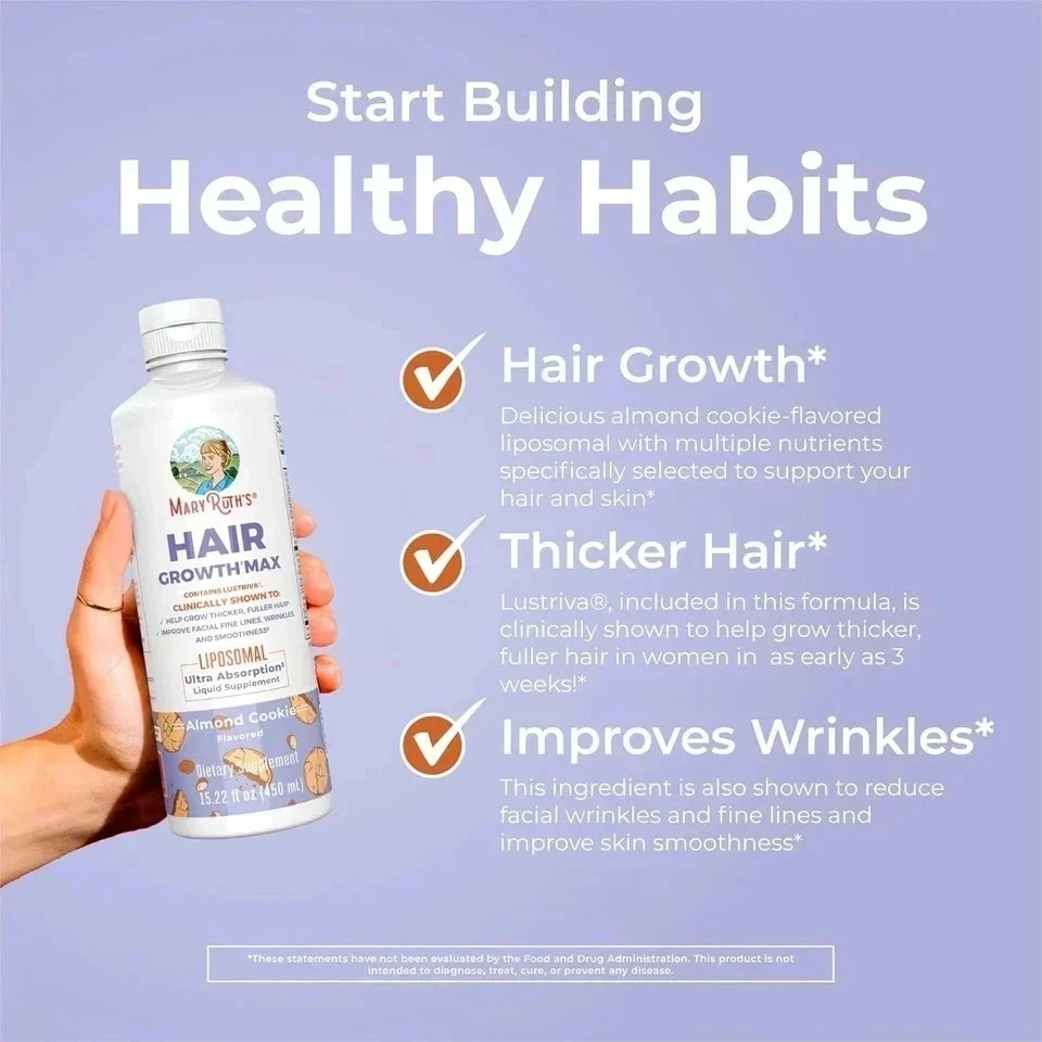 Mary New Ruth’s Women’s Hair Growth MAX Lipsomal With Lustriva (Combo pack)