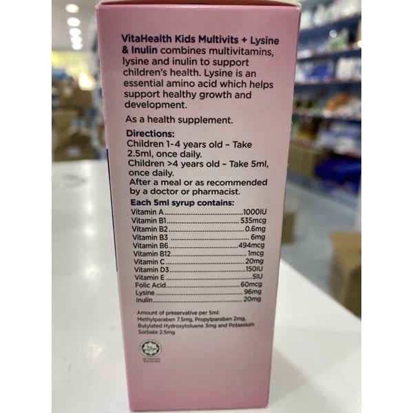 Vitahealth Kids Multivitamin Plus Lysin 120 ml Fast Shipping