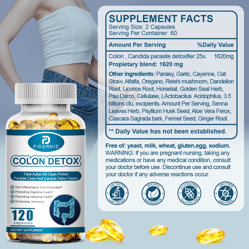 Parasite Detox Cleanse Candida Support Colon Health 120 Caps Natural Formula