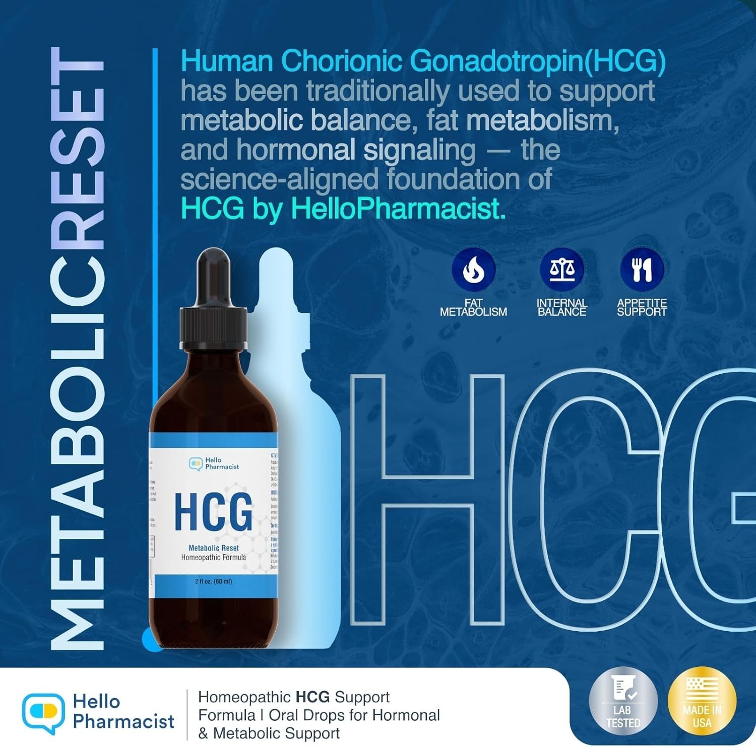 Hellopharmacist hcg-metabolic reset diet drops weight manage supplement 2oz