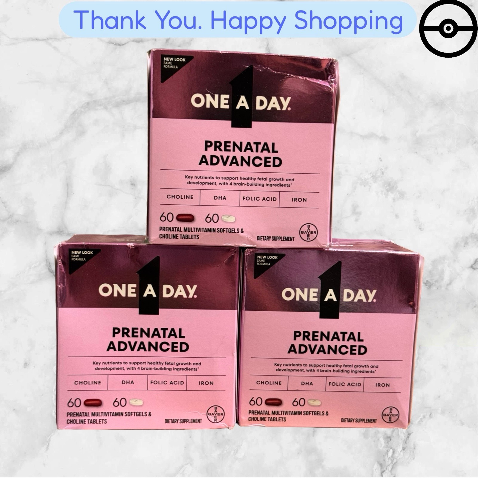3PACK ONE A DAY PRENATAL ADVANCED MULTIVITAMIN 60 SOFTENS & 60 TABLETS EXP 02/27