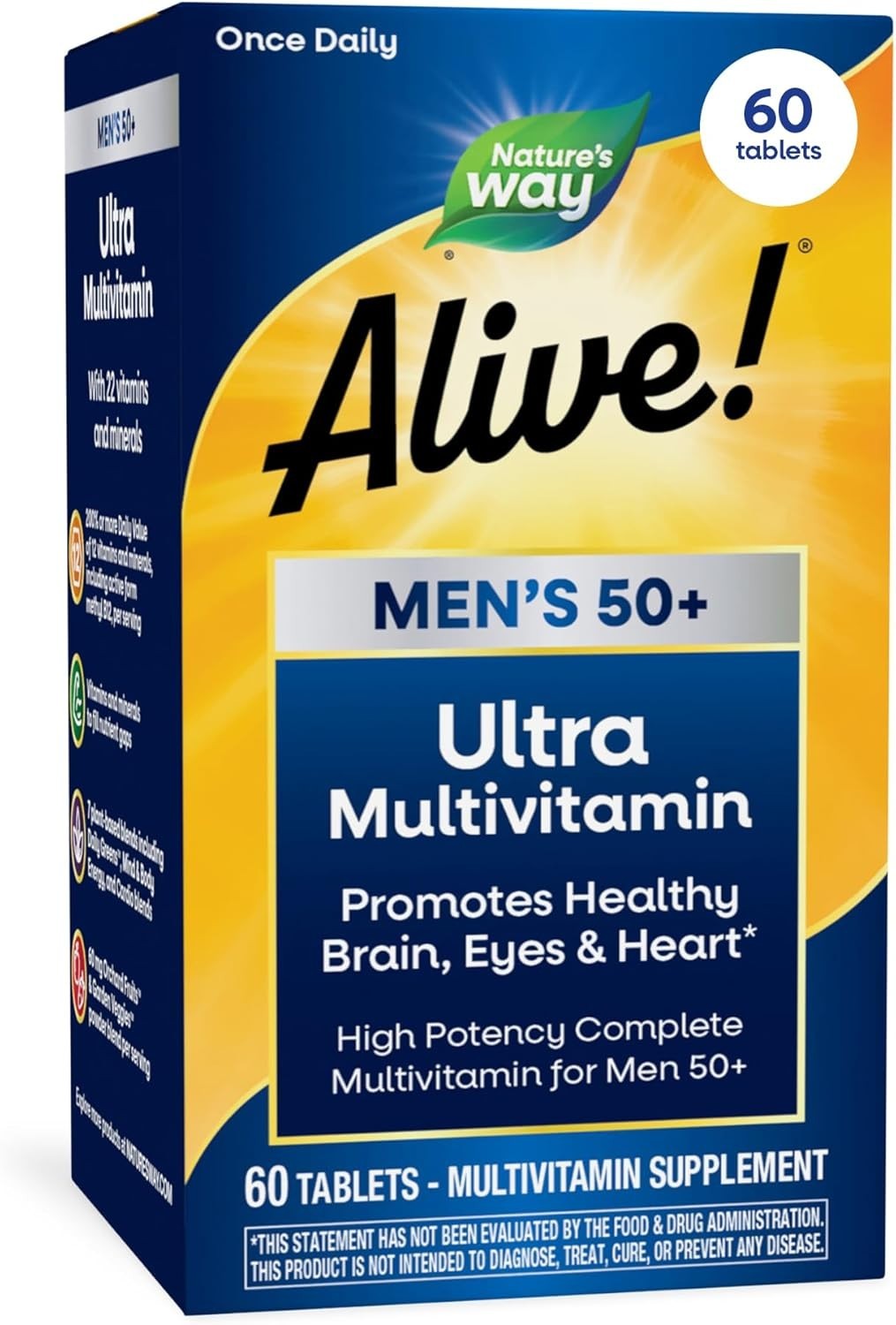 Nature’s Way Alive! Ultra Potency Multivitamin for Men 50 Plus, 60 Tablets.