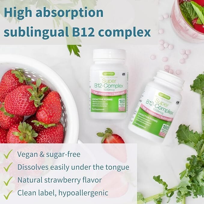 Igennus Super Vitamin B12 Complex 1000mcg Sublingual – 180 Count (Pack of 1)
