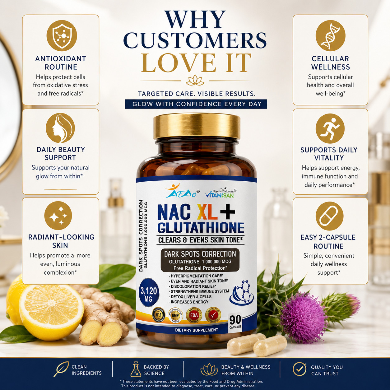 NAC N Acetyl Cysteine | 270 CAPSULES | Non-GMO, Gluten Free 3120 MG liver detox