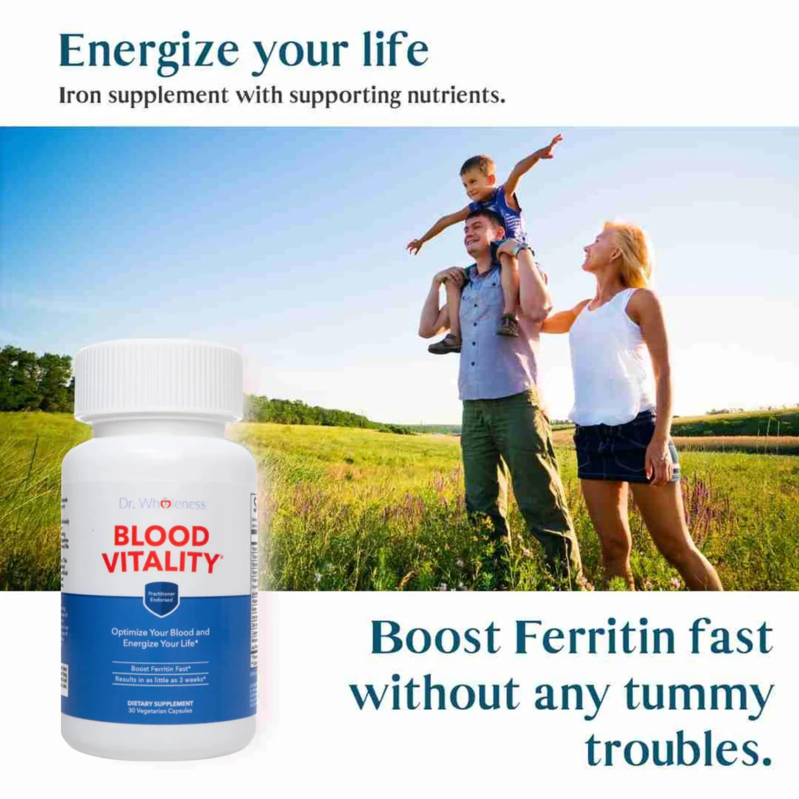 Mt. Capra Dr. Wholeness Blood Vitality Daily Iron/Multivitamin Supplement Boost