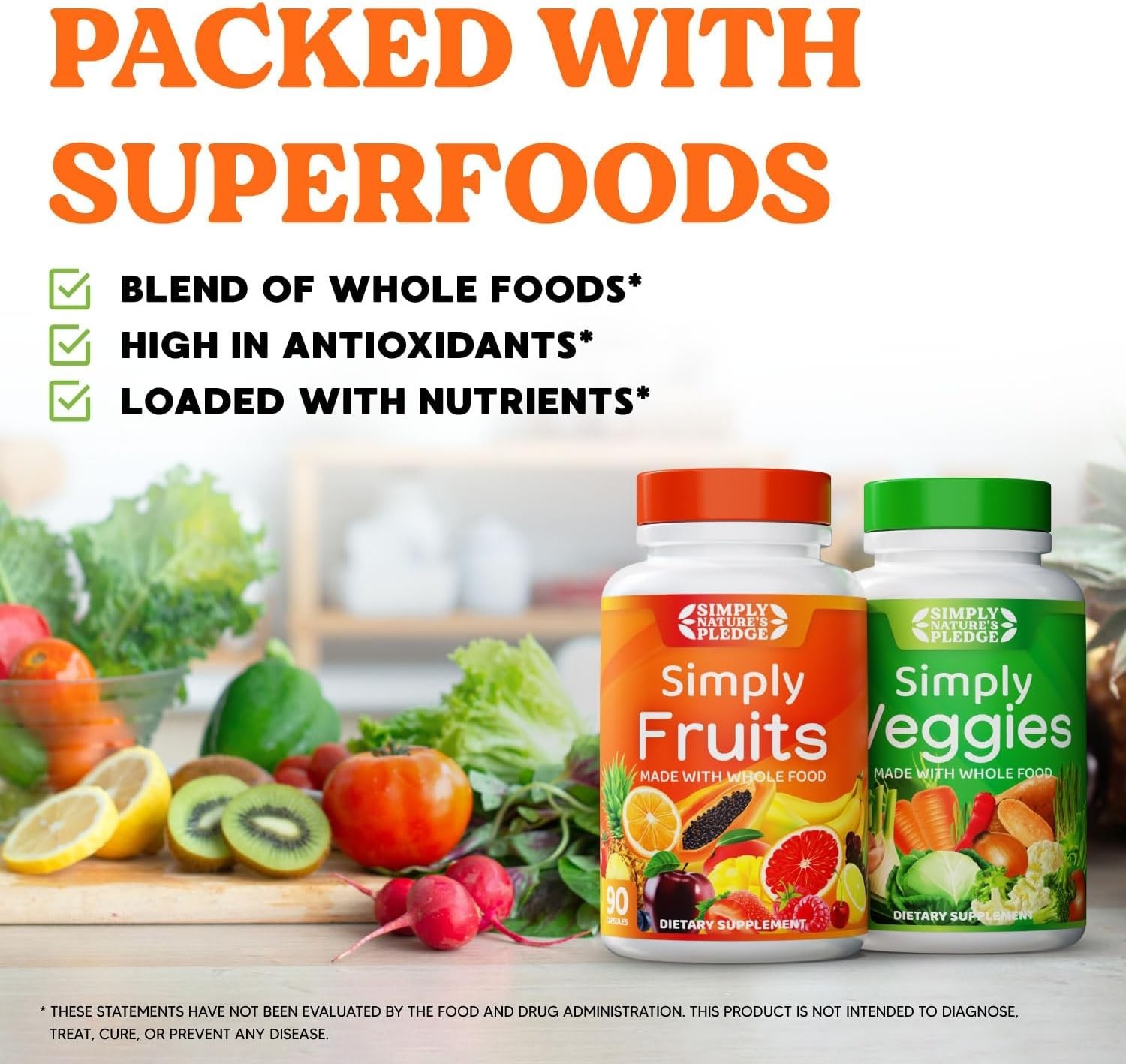 Whole Food Superfood Supplement – 90 Count Pack of 2 – High in Beta Carotene