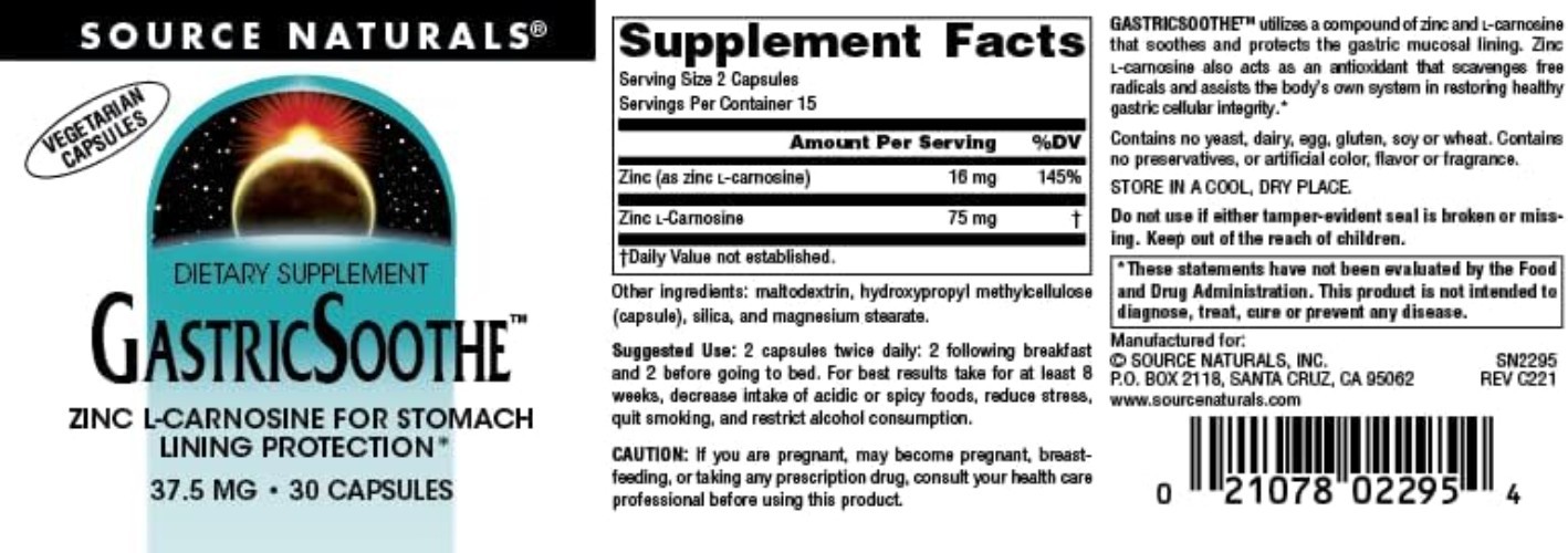 Zinc L-Carnosine Supplement – 30 Veggie Caps for Gastric Health