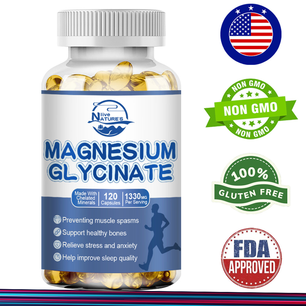 Magnesium Glycinate 1330mg 120 Capsules for Calm, Stress, Sleep, Leg Cramp,Heart