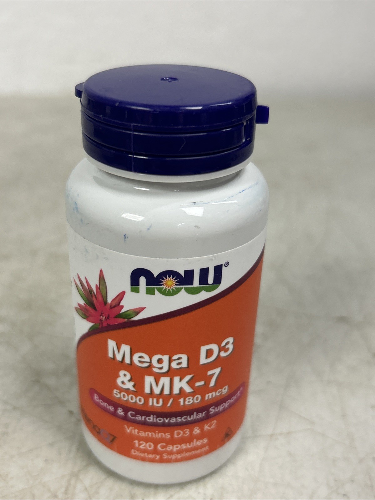 NOW FOODS Mega D-3 & MK-7 120 Veg Capsules Exp 04/2029