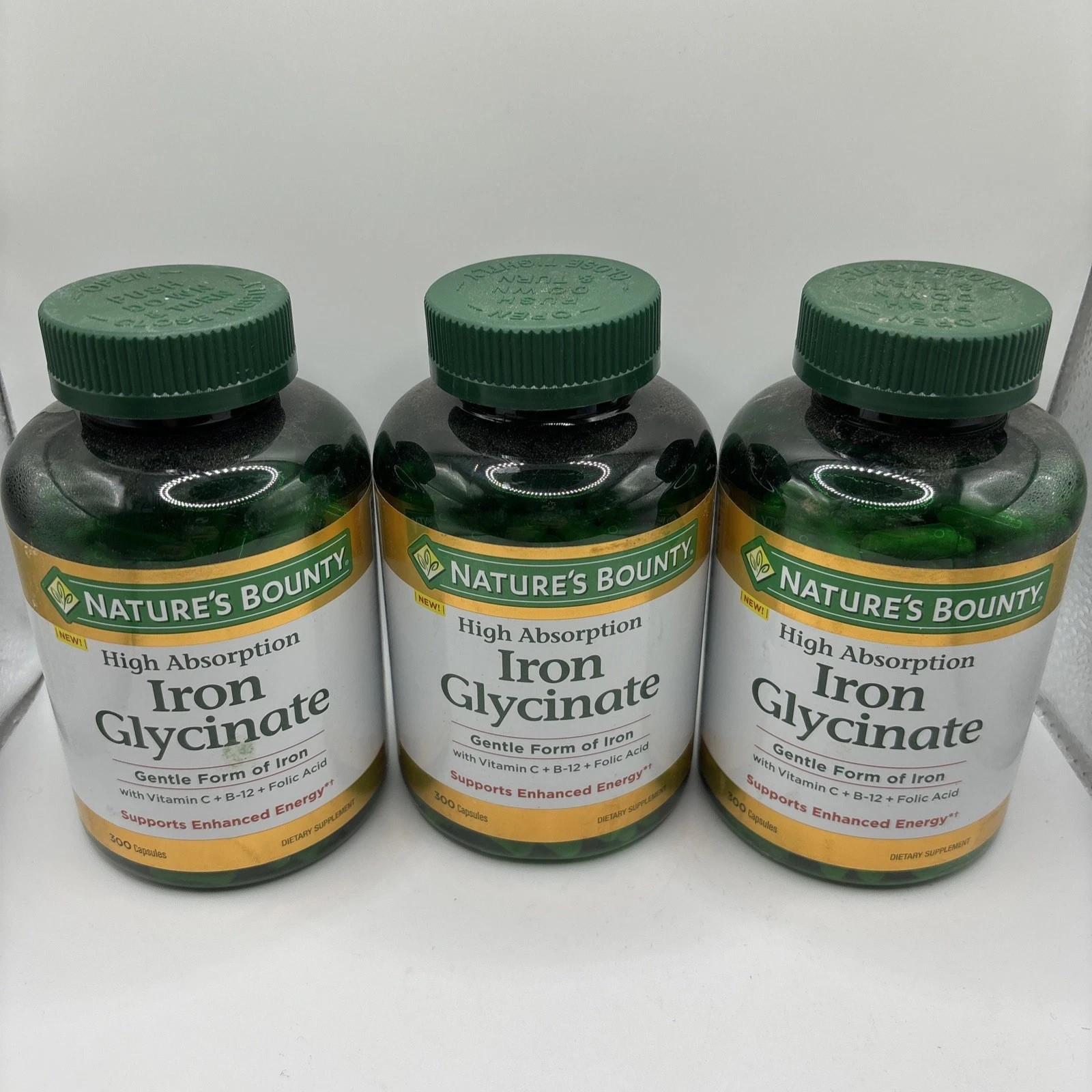 Nature’s Bounty Iron Glycinate 300 Count EXP 2/2028 Gentle Iron Lot OF3