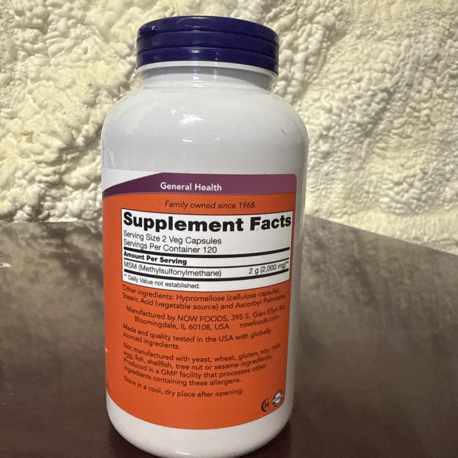 NOW FOODS- MGM (Methylsulfonylmethane) 1000mg | Joint Health | 240 Veg Capsules