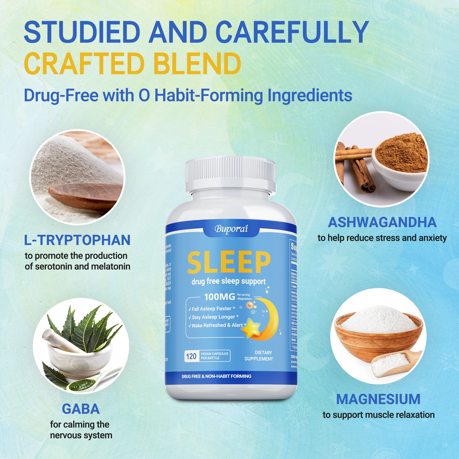 Sleep Capsules – Melatonin, Promotes Sleep and Relieves Anxiety and Stress