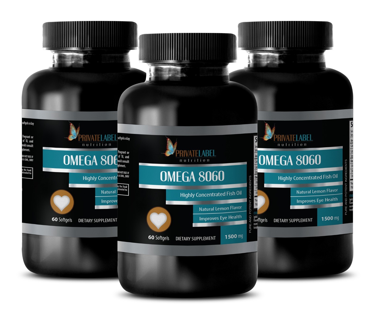 Natural Fish Oil Omega-3 6 9 1500mg From Norway NON-GMO 180 Softgels 3 Bottles