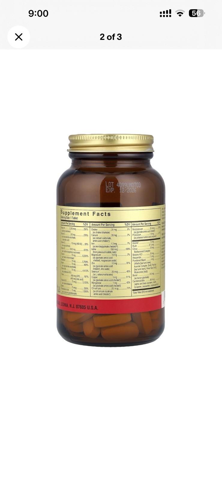 Solgar Formula VM-75®, Multiple Vitamins w/Chelated Minerals 90 Tablets