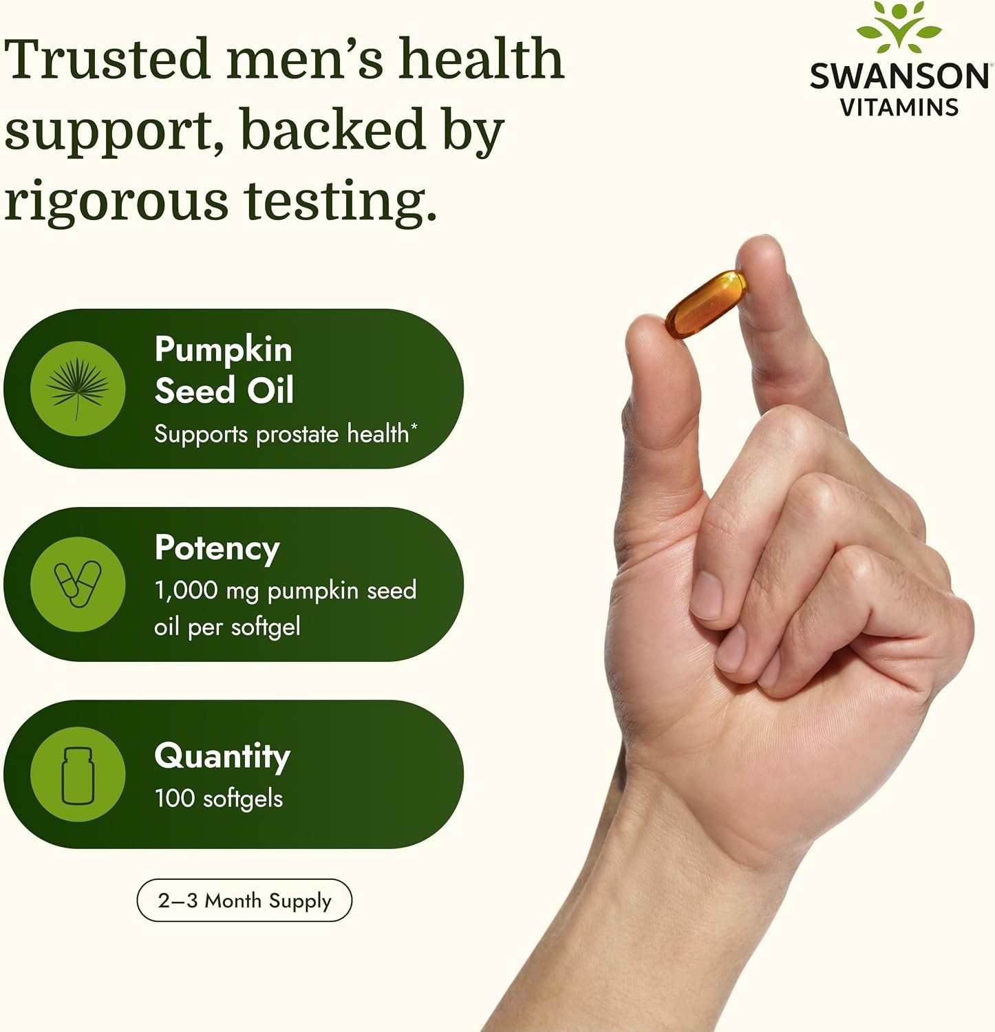 Swanson Pumpkin Seed Oil Softgels, 1,000 mg, 100 Count