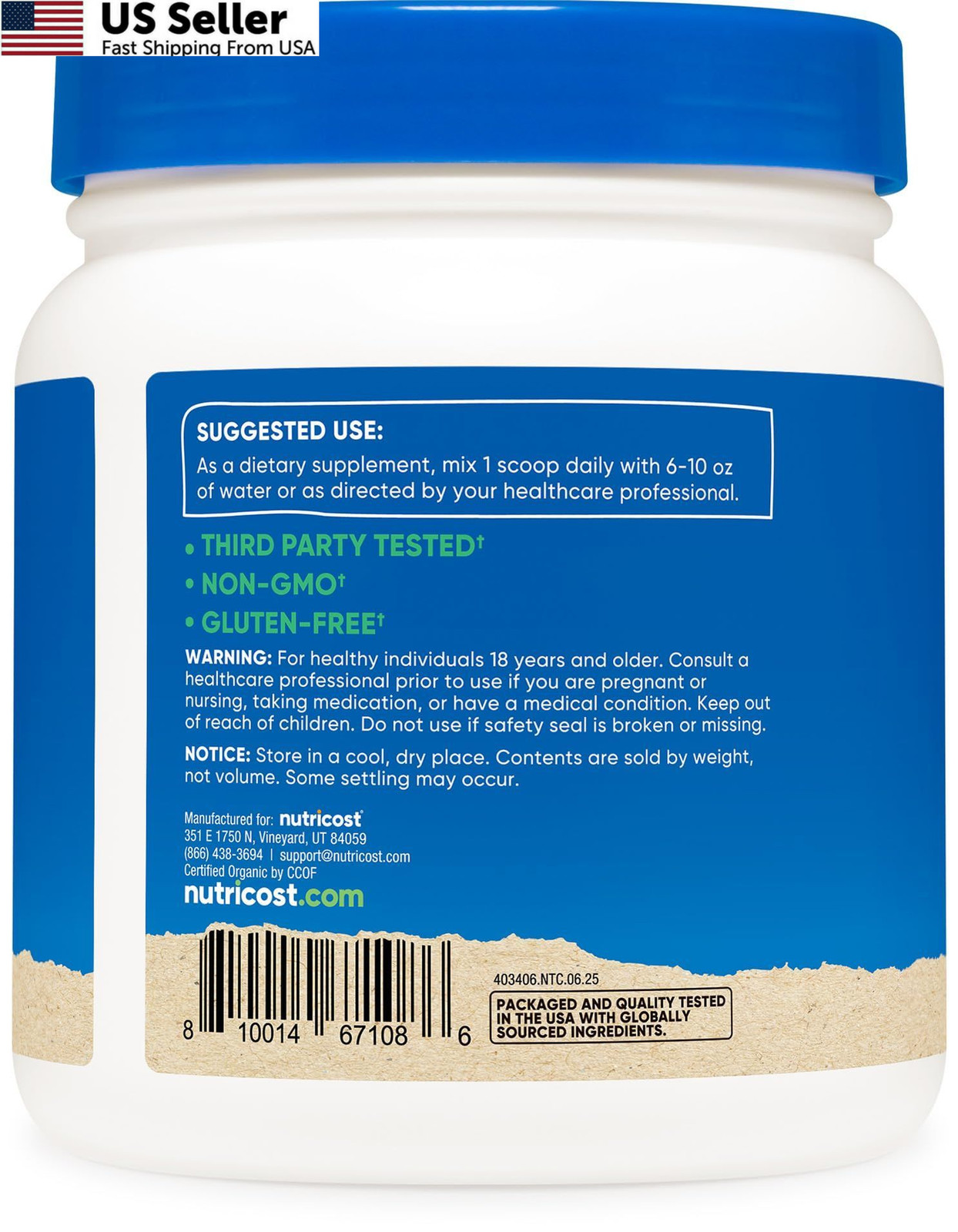 Nutricost Organic Inulin Powder 1LB (454 Grams) 7 1 Pound (Pack of 1), Red