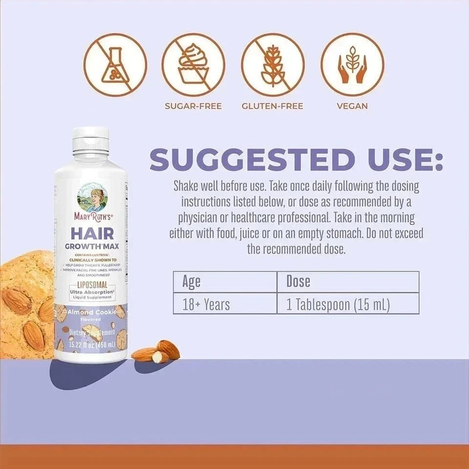 Mary New Ruth’s Women’s Hair Growth MAX Lipsomal With Lustriva (Combo pack)