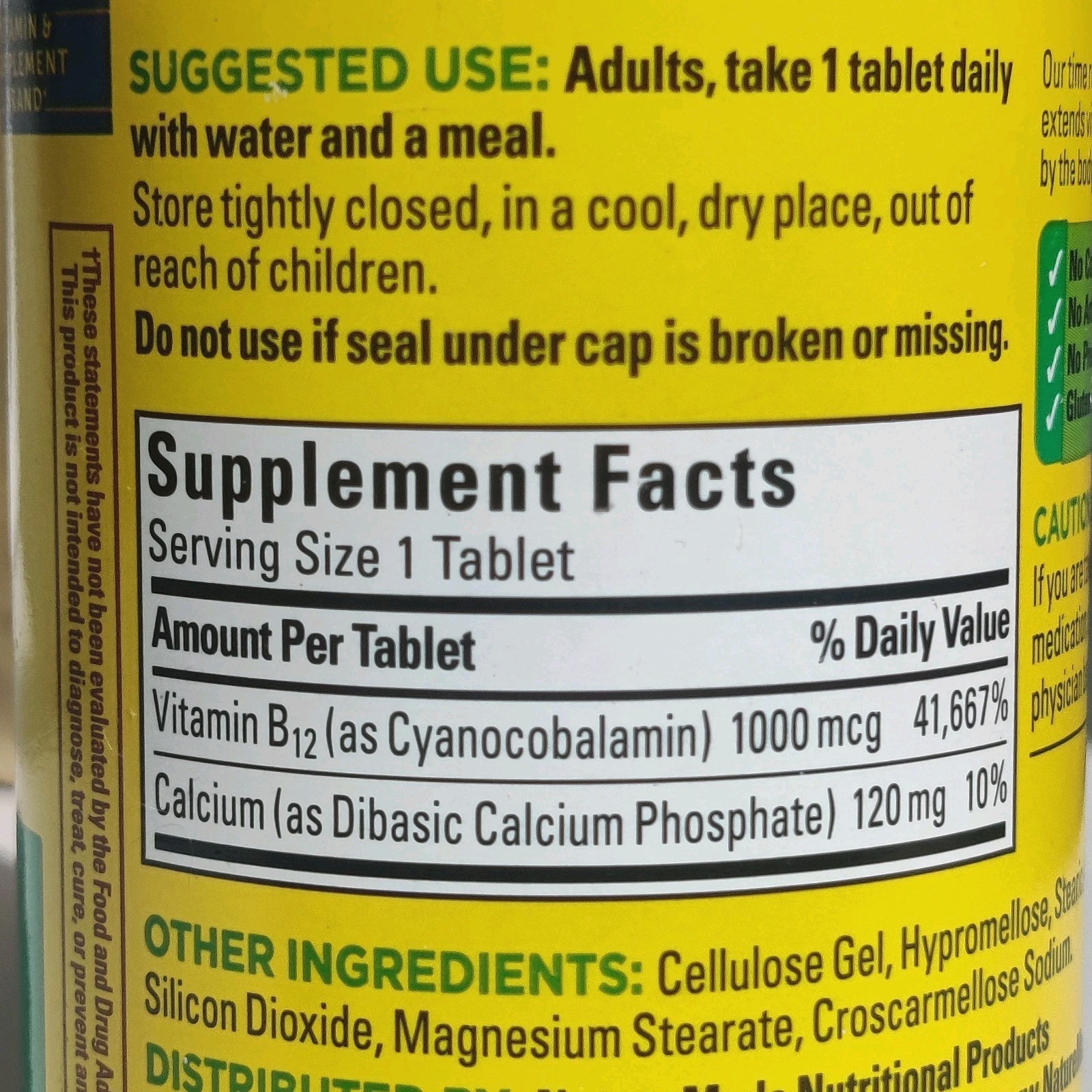 Nature Made Vitamin B12 1000 mcg 160 Tablets – Imperfect Label – Exp 12/2026
