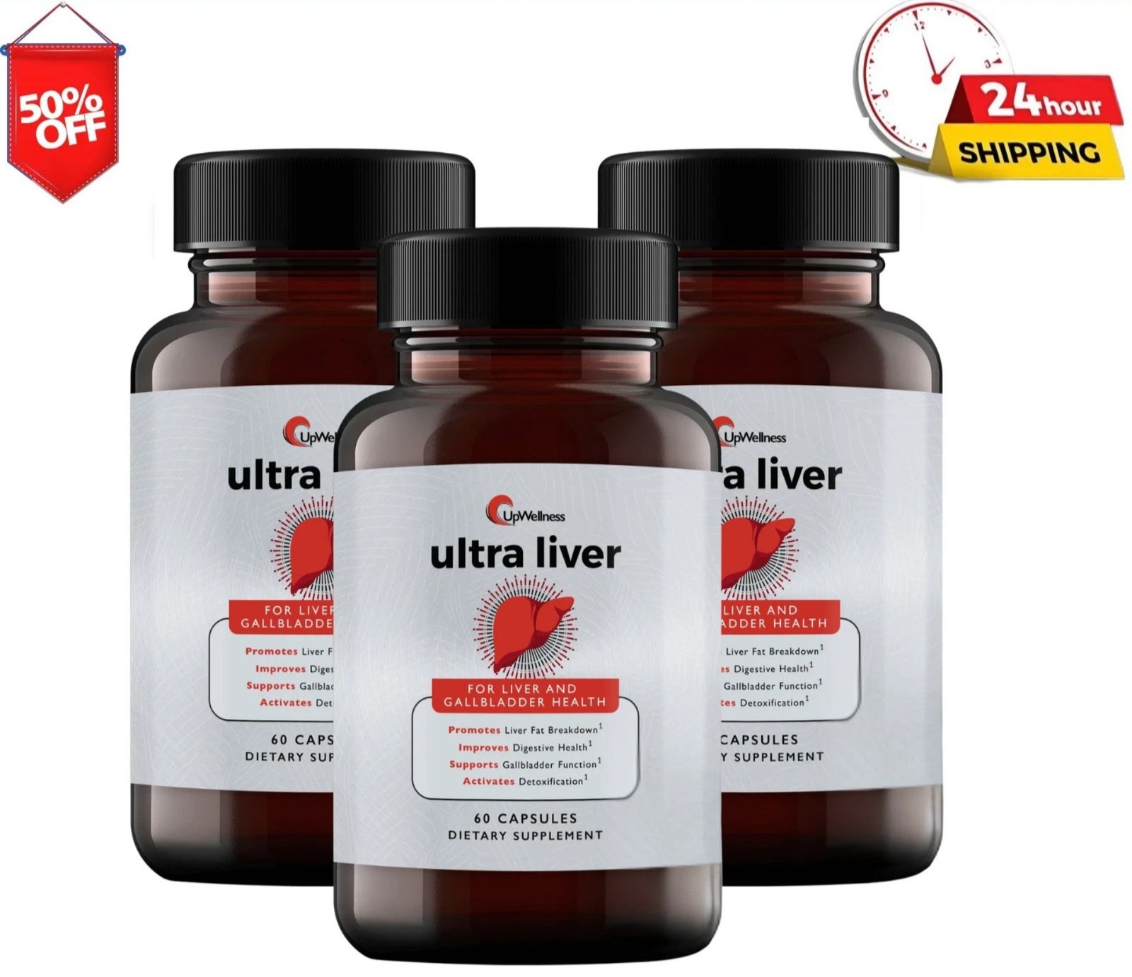 Ultra 3Pack-UpWellness Liver Supplement for Liver Health and Gallbladder Support