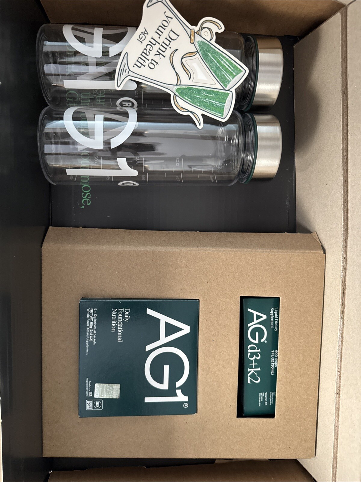 AG1 Athletic Greens Brand New Kit (5) AG1 Travel Packs Vitamin d3+k2 2 Bottles