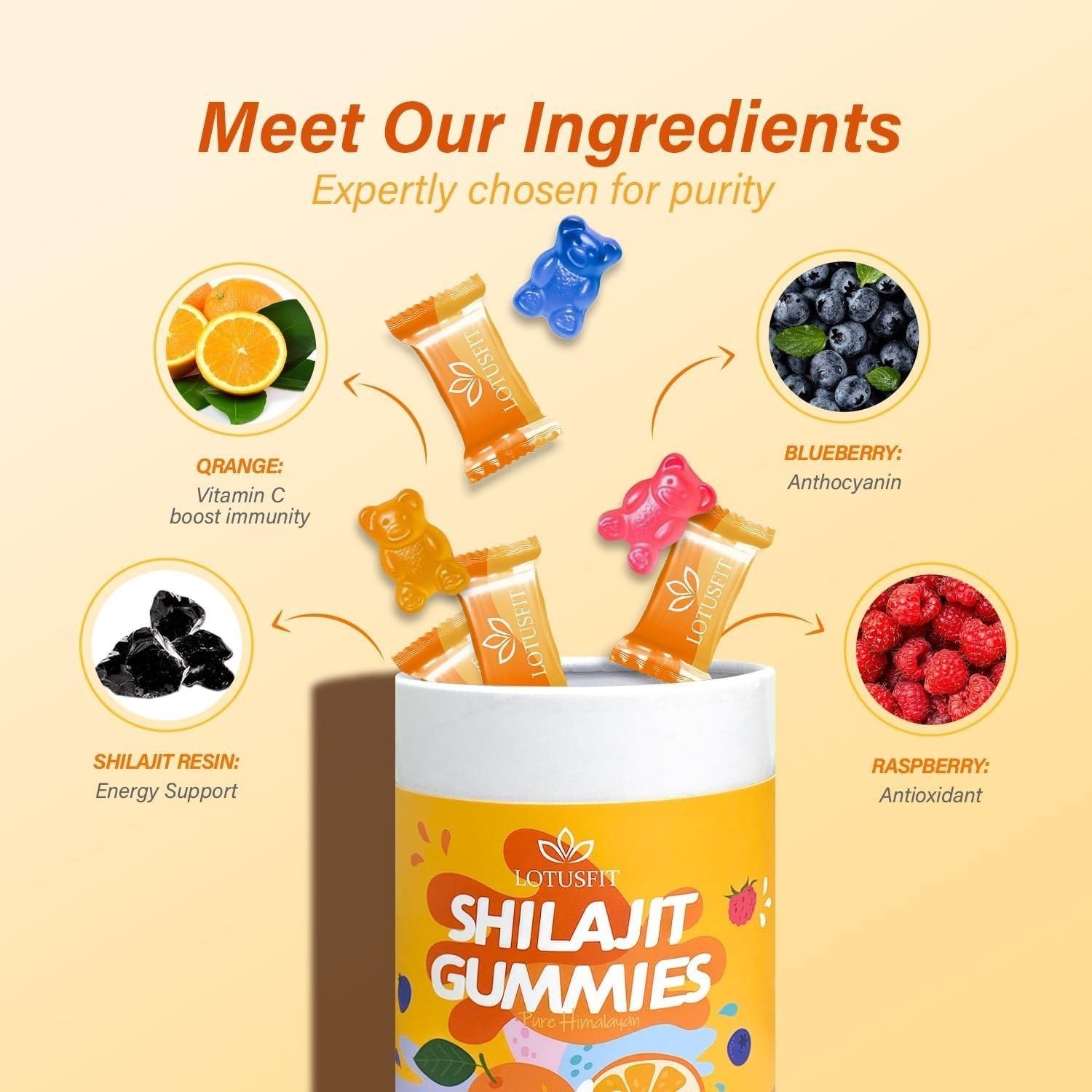 Shilajit Gummies Pure Himalayan Shilajit with Ashwagandha & 85+ Trace Minerals
