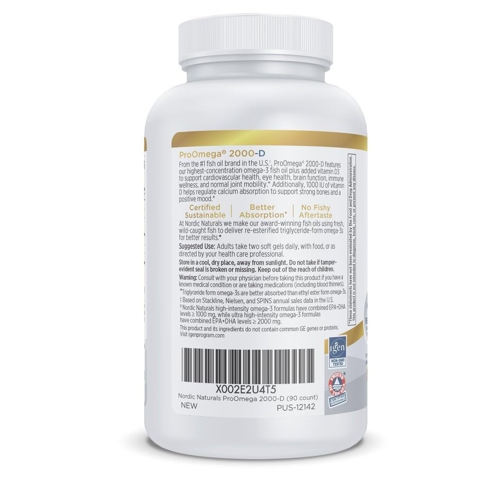 Nordic Naturals ProOmega 2000-D Omega-3 Softgels 90 Count