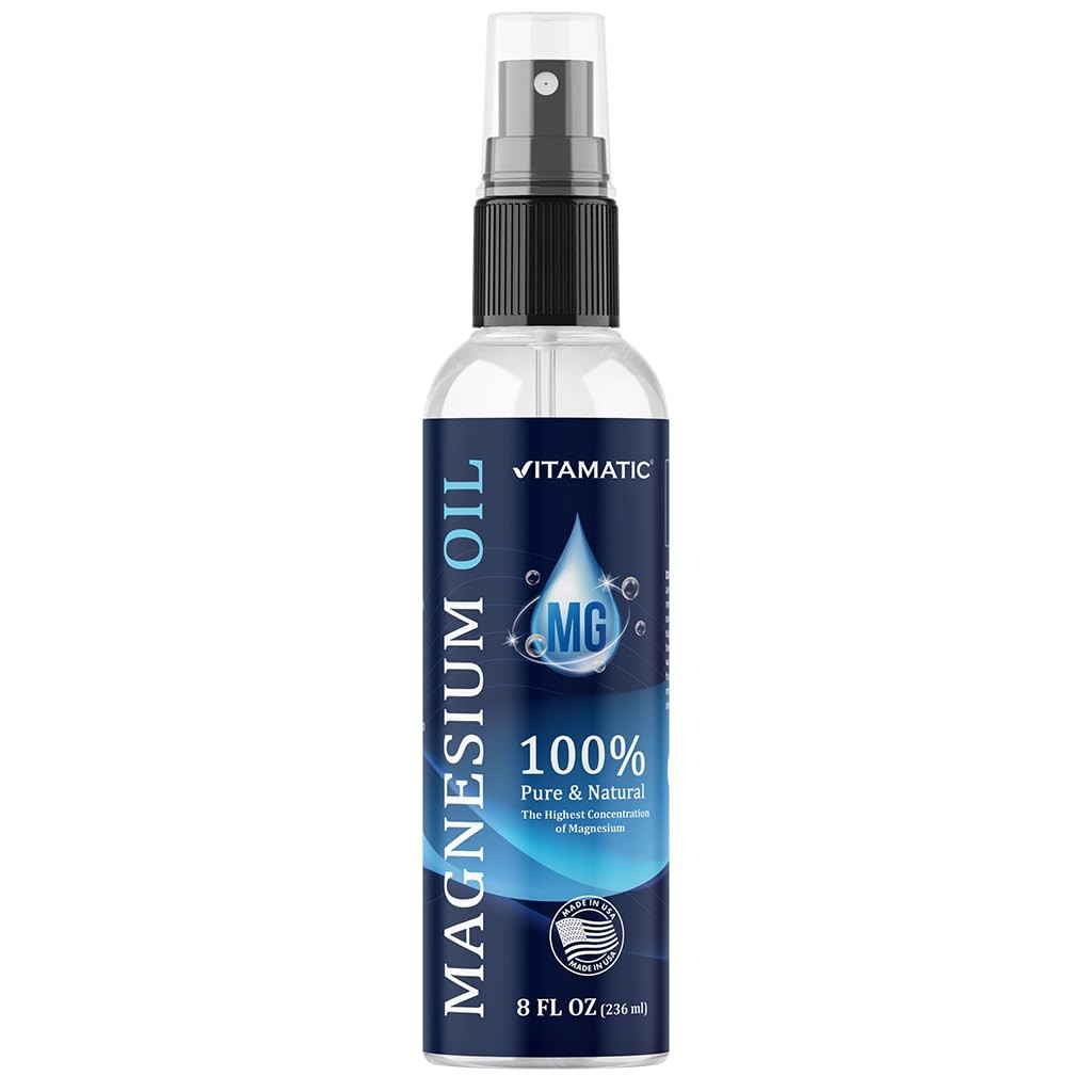 Vitamatic Pure Magnesium Oil Spray – 8 OZ – USP 8 Fl Oz (Pack of 1), No Color