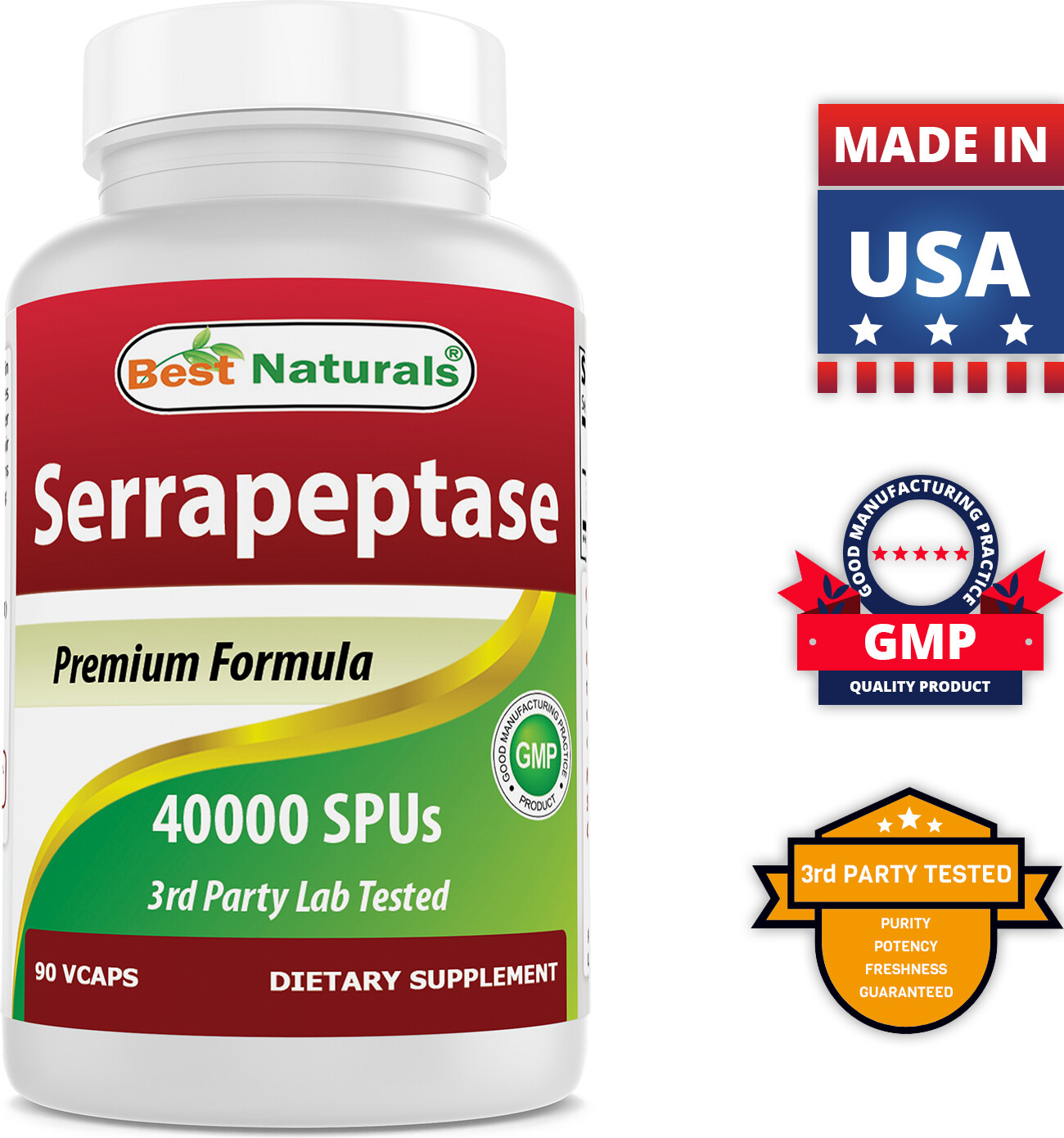 Best Naturals Serrapeptase 40000 SPU 90 Vcaps