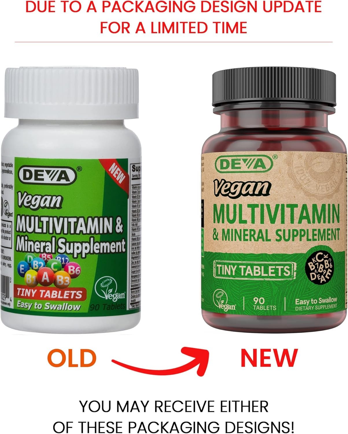 DEVA Vegan Multivitamin for Women & Men with Iron and Vitamin – 90 Tiny Tablets