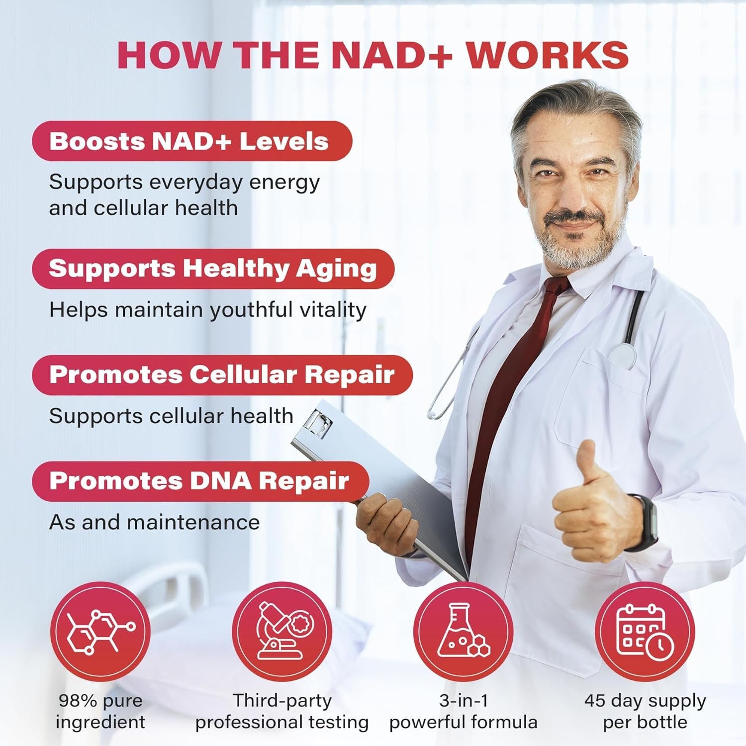 NR1000 NAD+ Drink Mix – Berry Flavor, Energy & Skin Support, 30 Pack