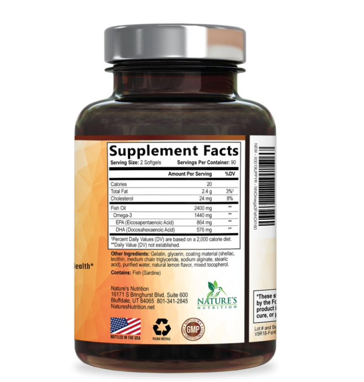 Omega 3 Fish Oil 2400mg 3X Strength EPA & DHA High Potency Capsules
