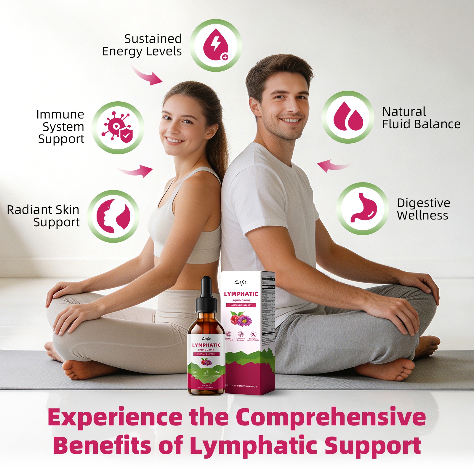 60ml Lymphatic Drainage Supplements Drops for Immune, Lymph System,Cleanse,Detox