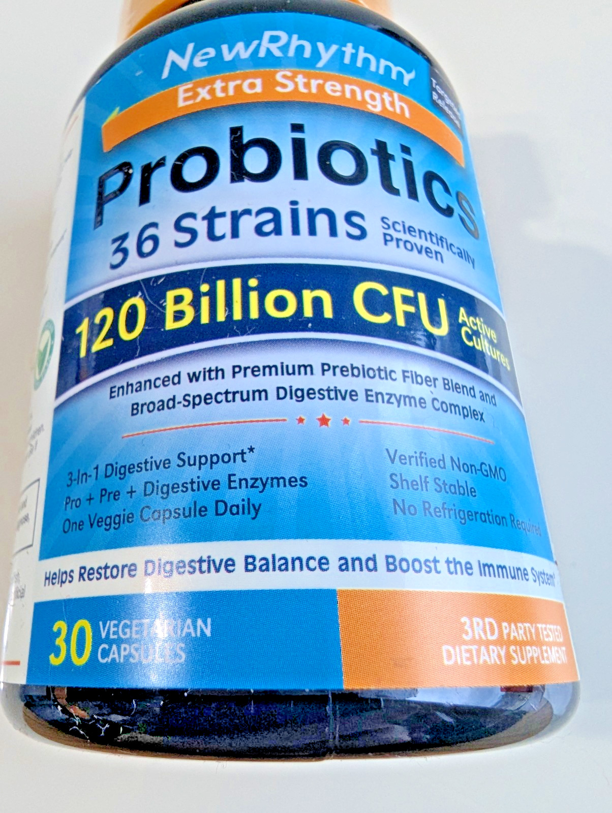 3 NewRhythm Extra Strength Probiotics 120 Billion CFU 36 Strains