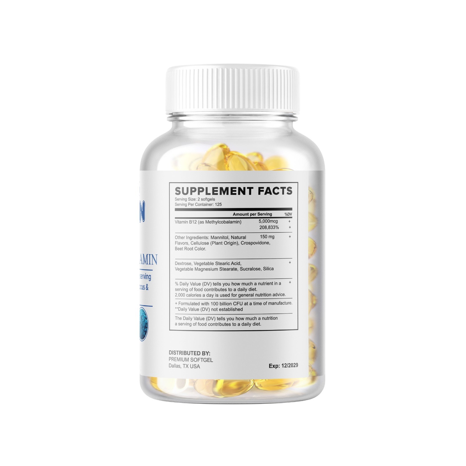 250 Vitamin B12 Methylcobalamin 5000mcg Softgels High Potency Brain Support USA