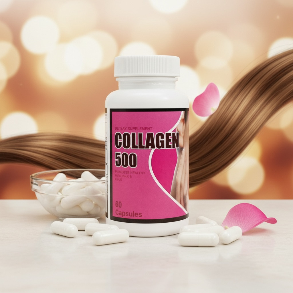 Collagen 500mg Capsules Skin Hair Nails Support 60 Capsules Anti Aging