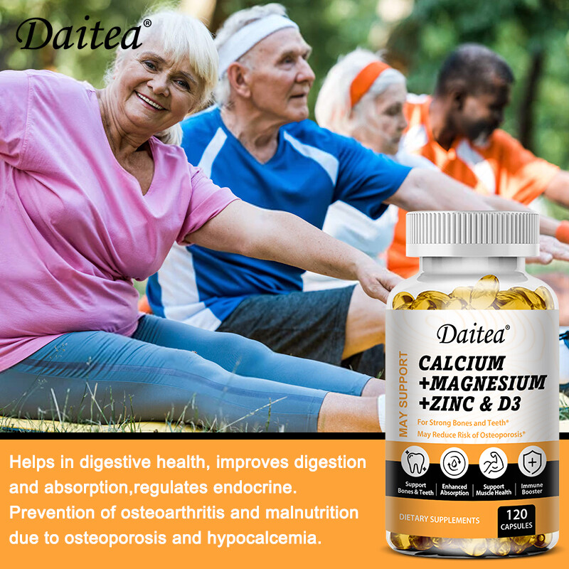 Calcium Magnesium Zinc Capsules Strong Bones &Teeth Nerve & Muscle Support 120pc
