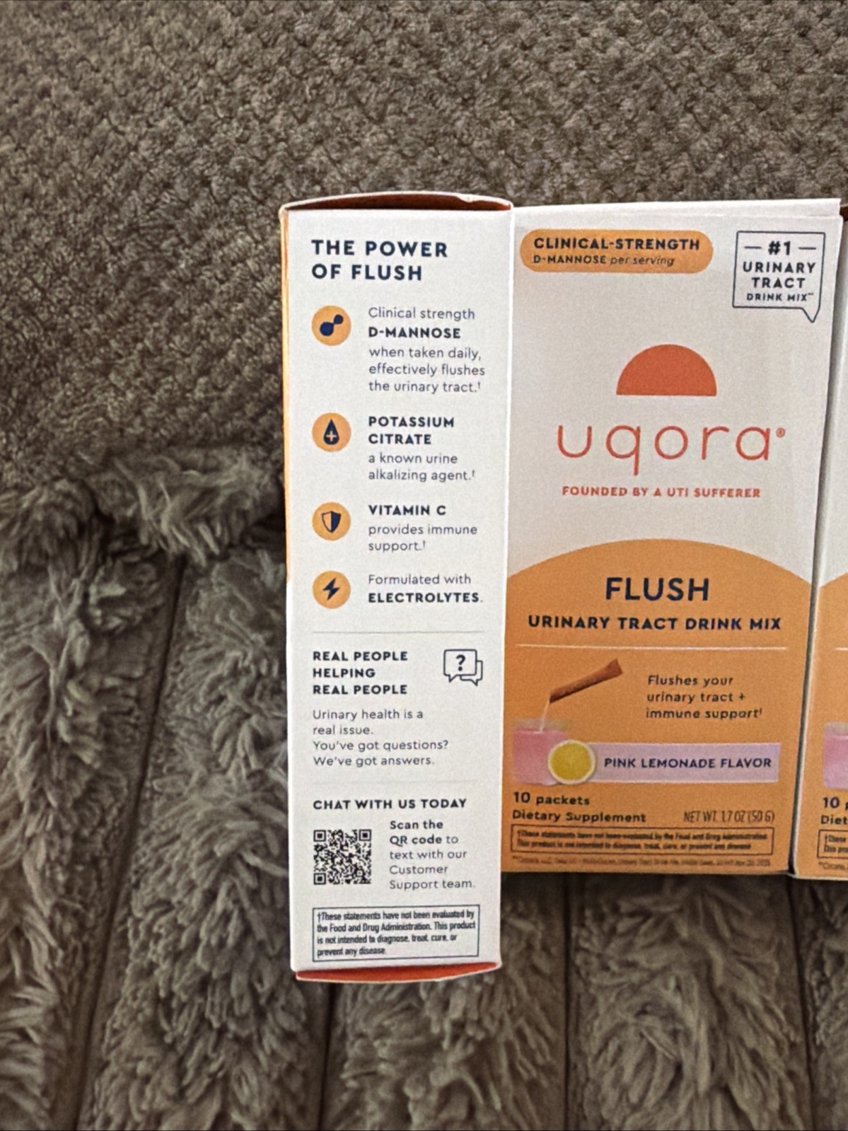 (2) Uqora Urinary Tract FLUSH Dietary Supplement Pink Lemonade 10 Pack Boxes