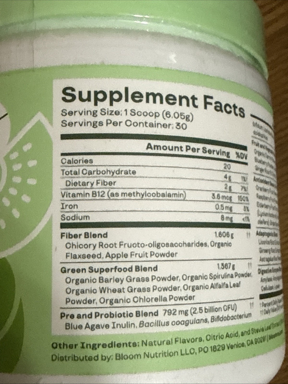 Bloom Greens & Superfoods Powder Strawberry Kiwi 30 Servings 6.39 oz Exp 6/2026