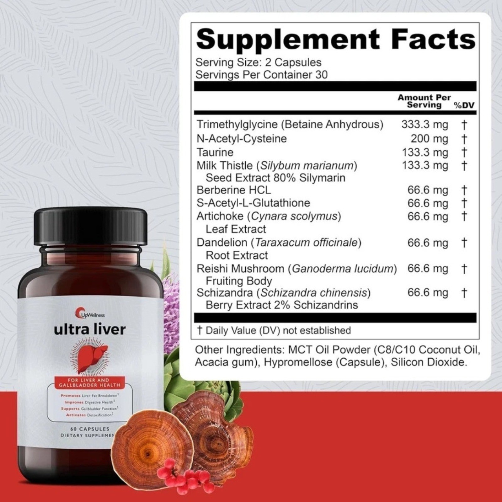 UpWellness 2x Ultra Liver Supplement Liver Health & Gallbladder Support sealed