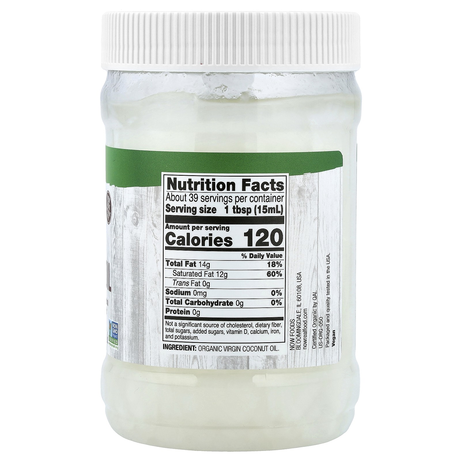 Now Foods Real Food Organic Virgin Coconut Oil 20 fl oz 591 ml All-Natural,