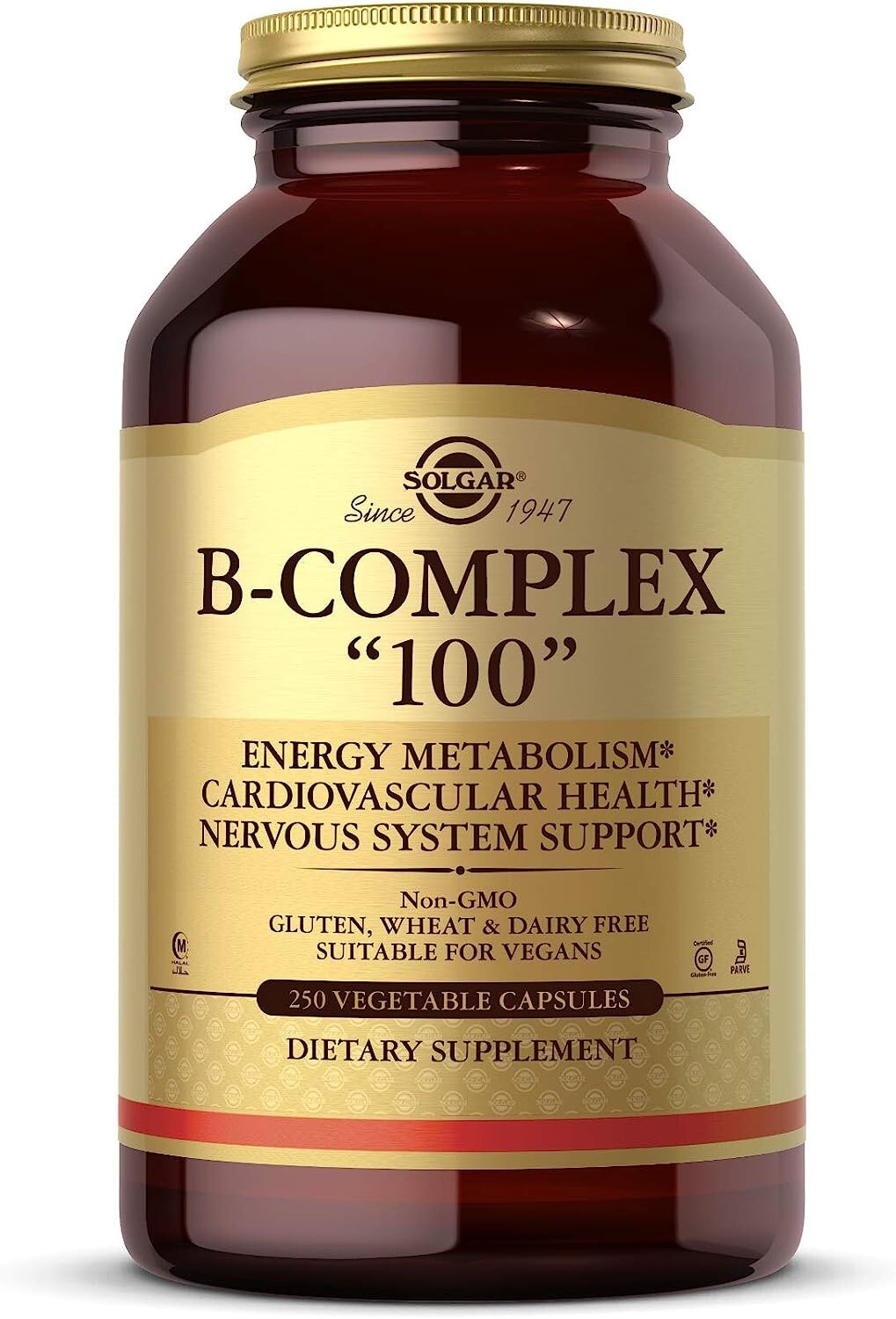Solgar B-Complex- 100 vegetable capsules 250 – Non-GMO Vegan, Gluten Dairy Free