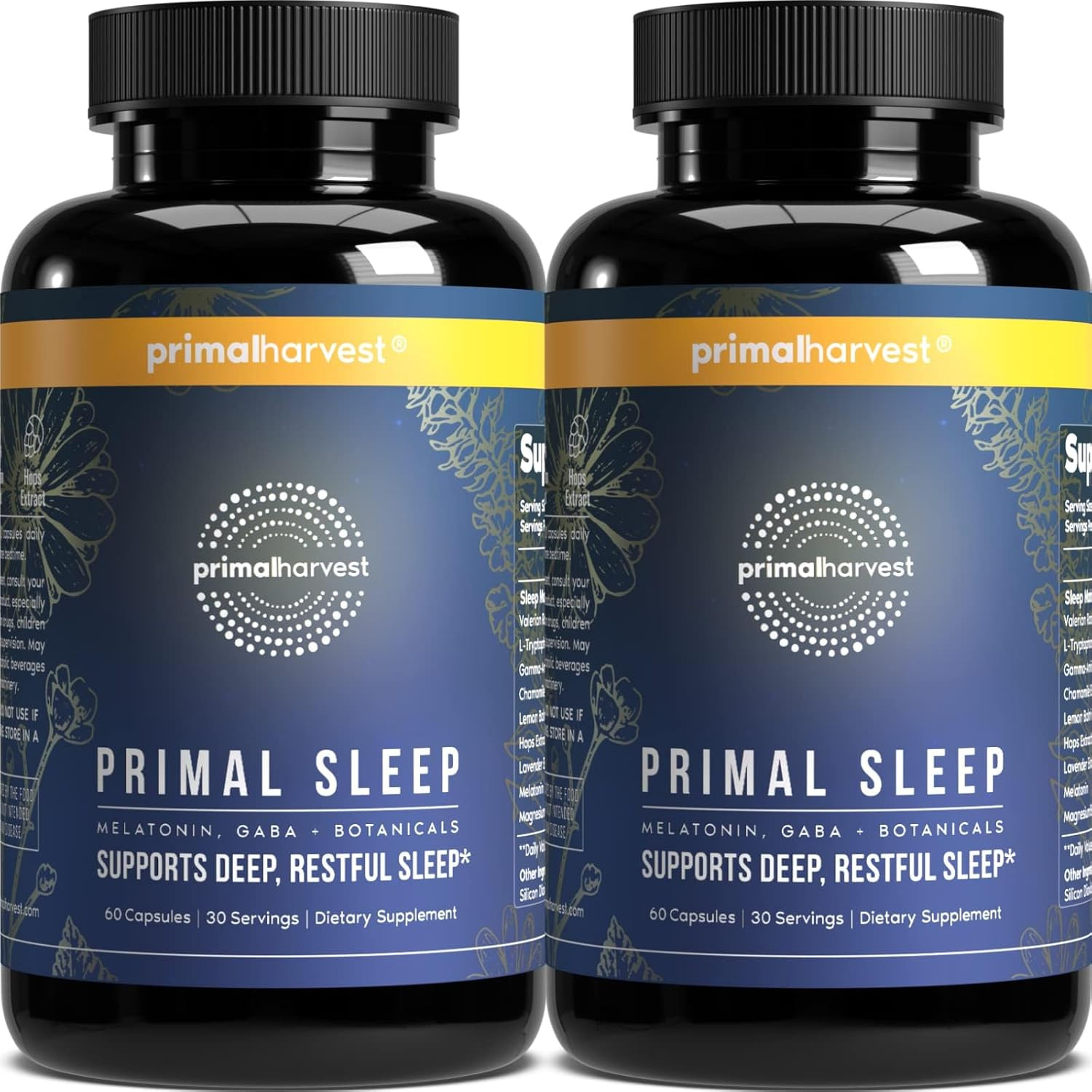 Primal Harvest Sleep Capsules 2 Pack Melatonin Valerian GABA 120Ct Support
