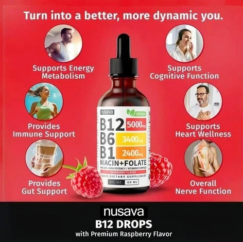 Nusava Vitamin B complex – B 12, B 6 & B 1 + Niacin & Folate