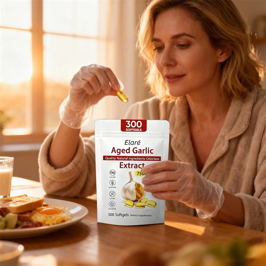 1-5X Elare Aged Garlic Extract, 300 Softgels, 7500mg Odorless | Heart & Immune