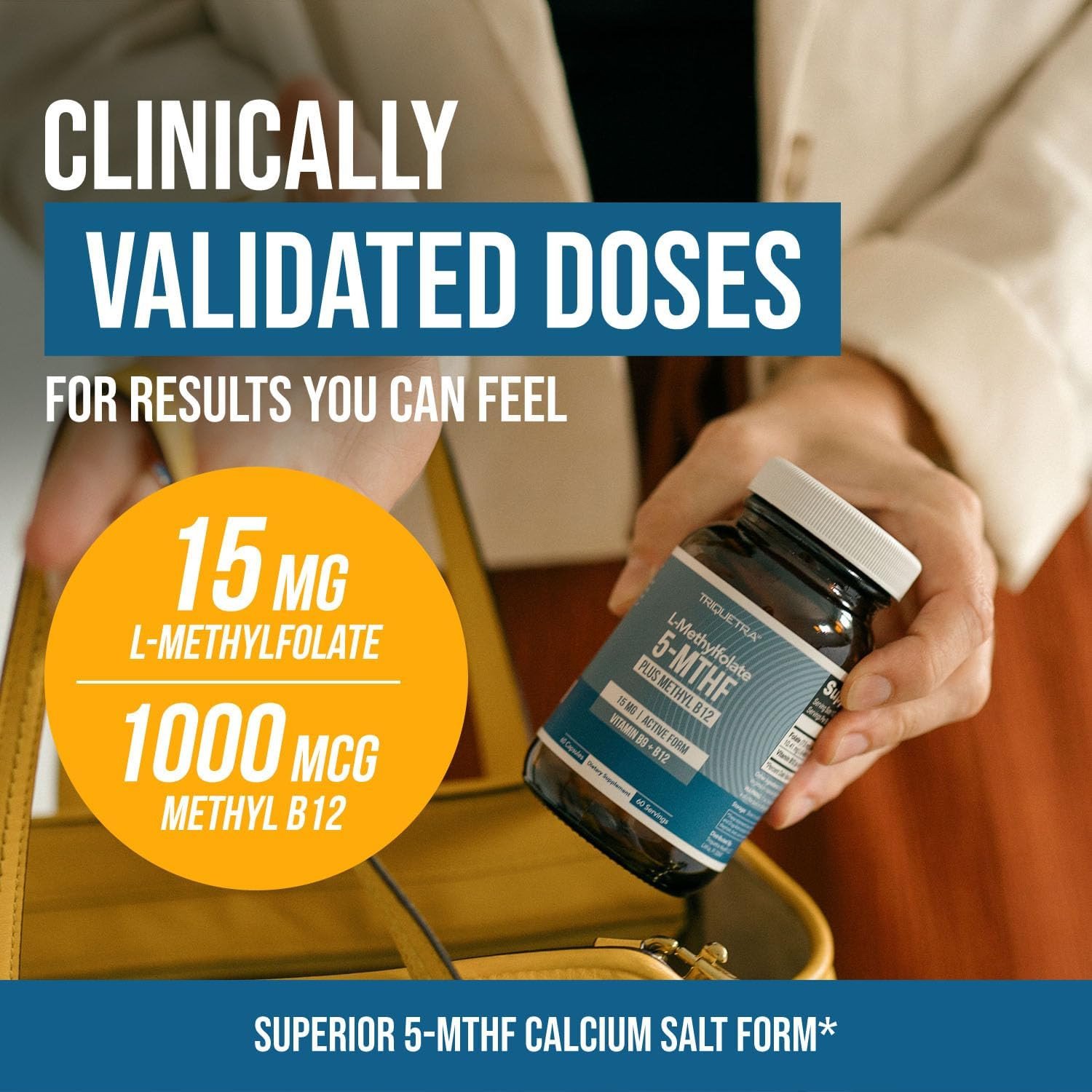 L Methyl Folate 15Mg plus Methyl B12 Cofactor – High Potency, Active 5-MTHF Form